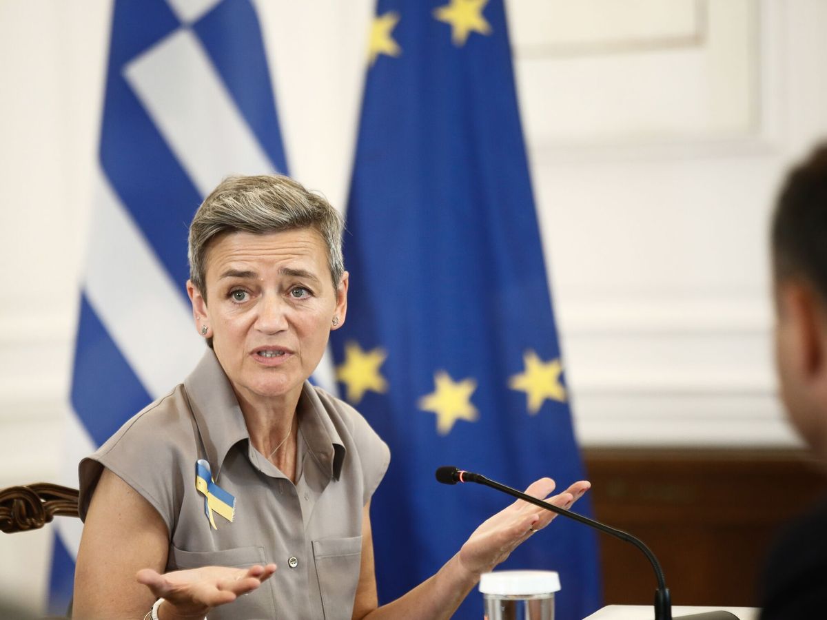 Foto: La vicepresidenta de la Comisión Europea y comisaria de Competencia, Margrethe Vestager. (EFE/Yannis Kolesidis)