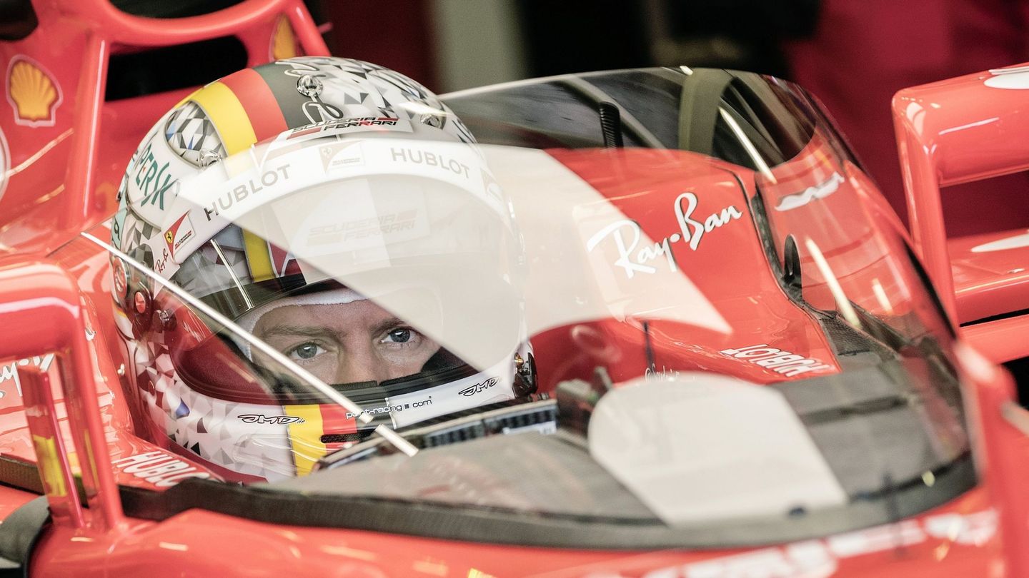 Vettel probó en los Libres 1 un 'escudo' protector que puede entrar en vigor en 2018. (EFE)