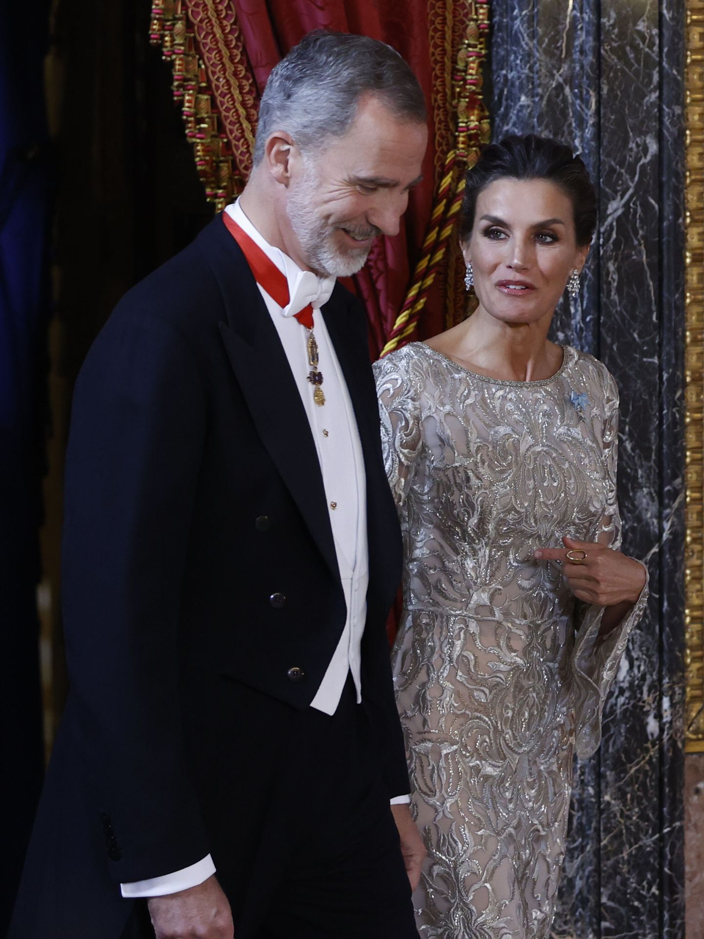 Felipe VI y Letizia, durante la última cena de gala en el Palacio Real, en Madrid. (EFE Mariscal) 