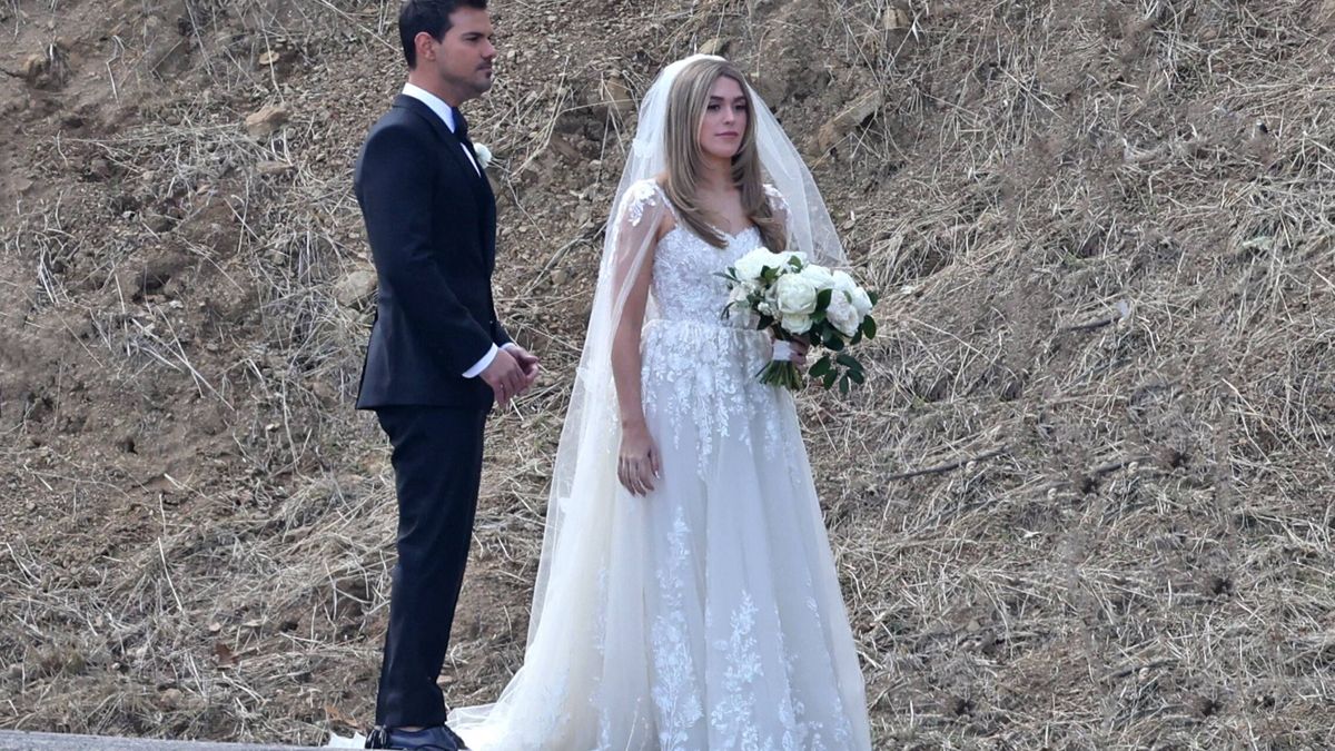 Romántico y de encaje: el vestido de novia de Tay, la mujer de Taylor Lautner