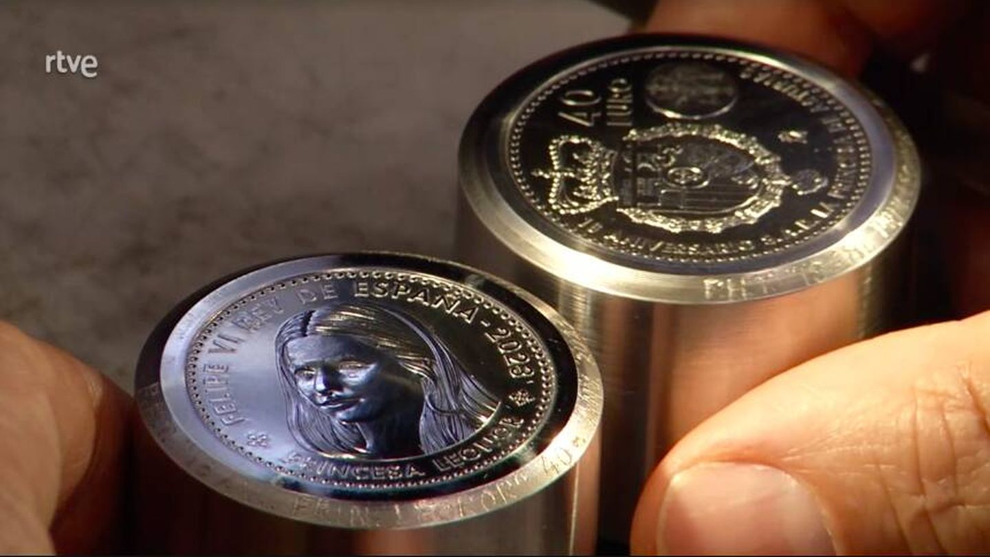 Las imágenes de la nueva moneda de Leonor. (TVE)