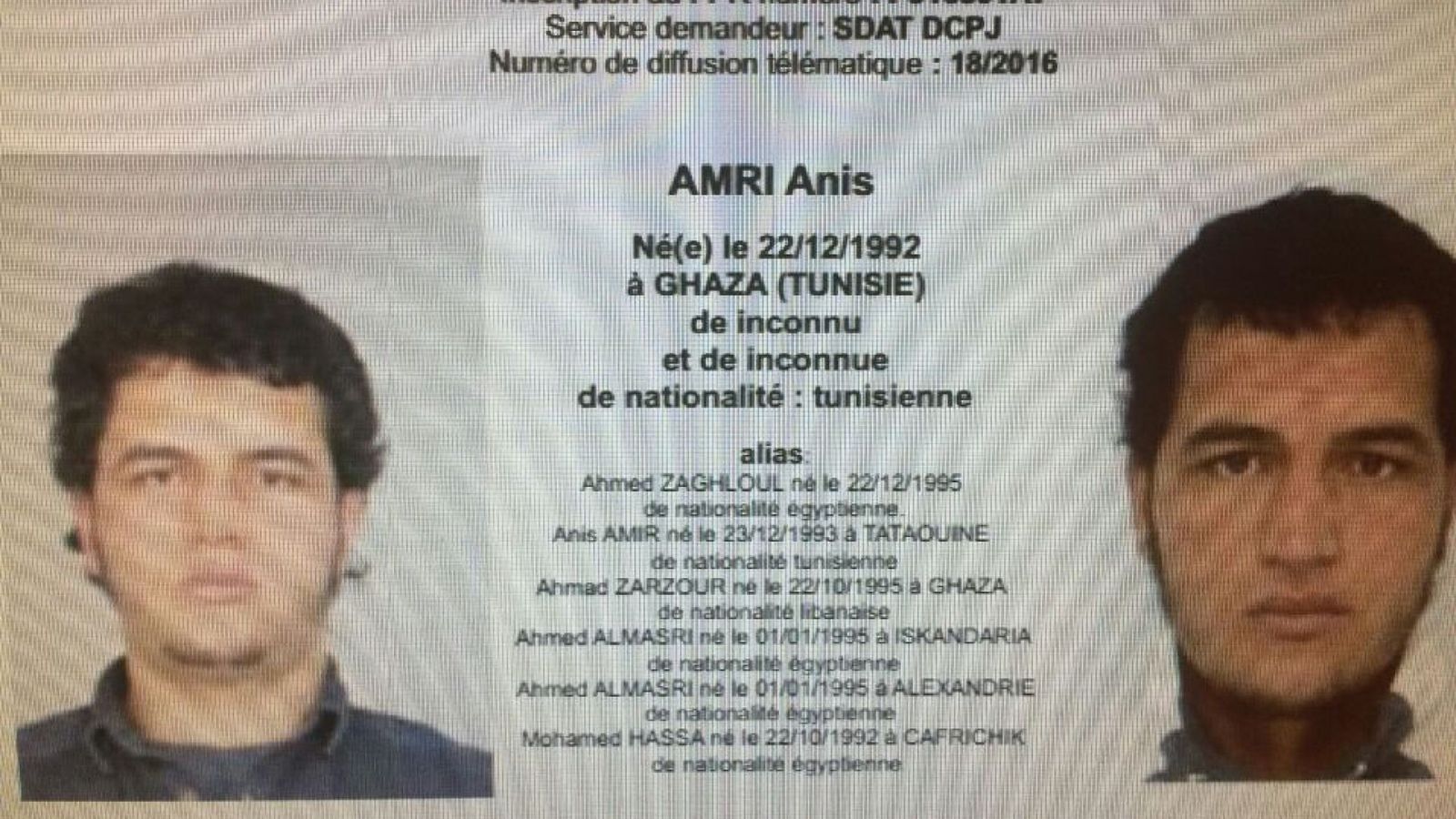 Foto: Orden de búsqueda contra Anis Amri (Reuters)