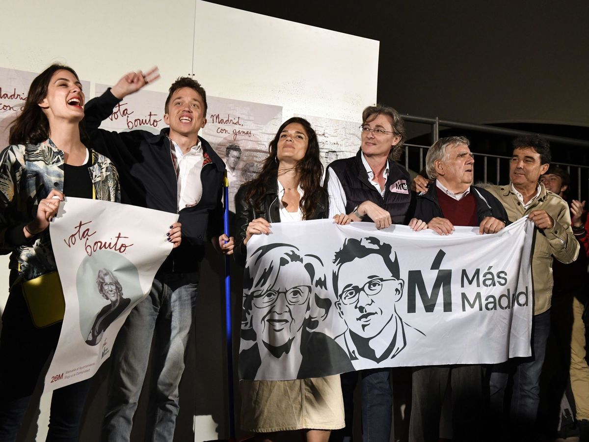 Foto: Los candidatos municipales y autonómicos de Más Madrid, durante el arranque de la campaña electoral en los comicios del pasado año. (EFE)