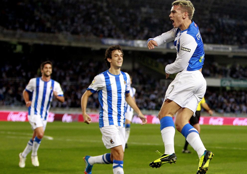 Foto: Griezmann celebra un gol con la Real (Efe). 