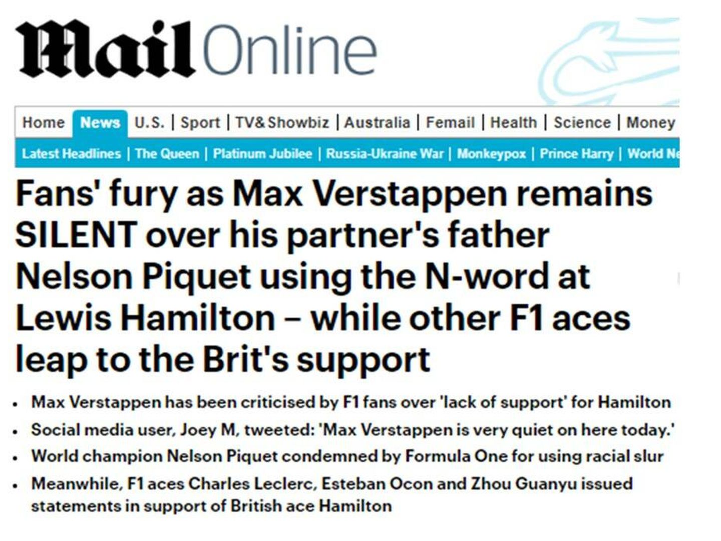 Los medios británicos empezaron a señalar a Max Verstappen. (Daily Mail)