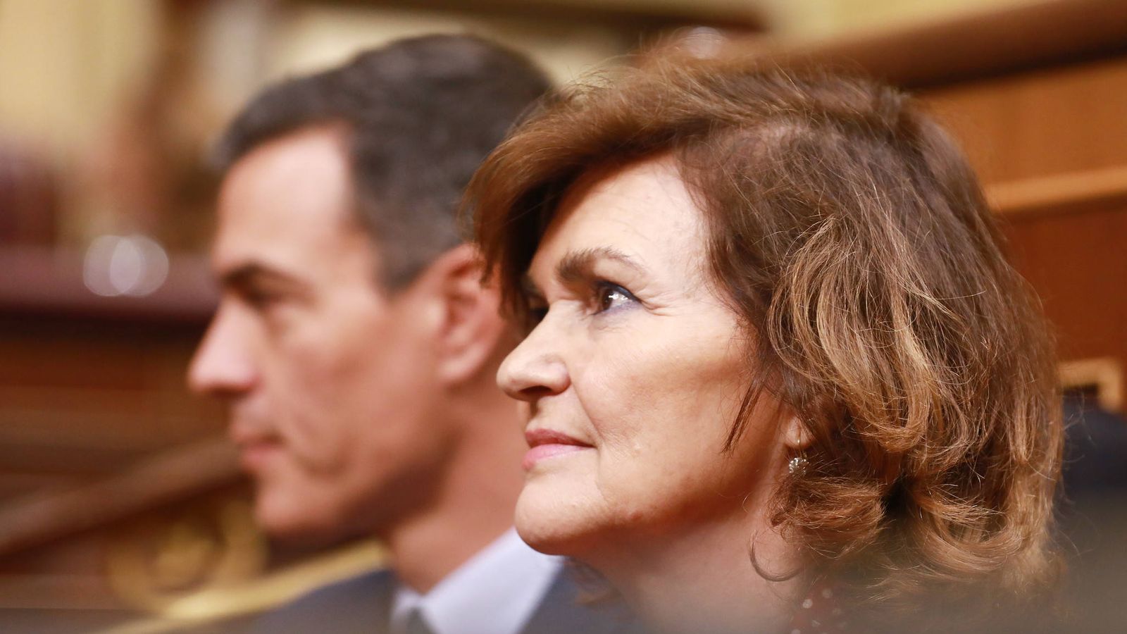 Foto: Carmen Calvo y Pedro Sánchez, el pasado 25 de julio en el pleno de segunda votación de investidura en el Congreso. (Inma Mesa | PSOE)