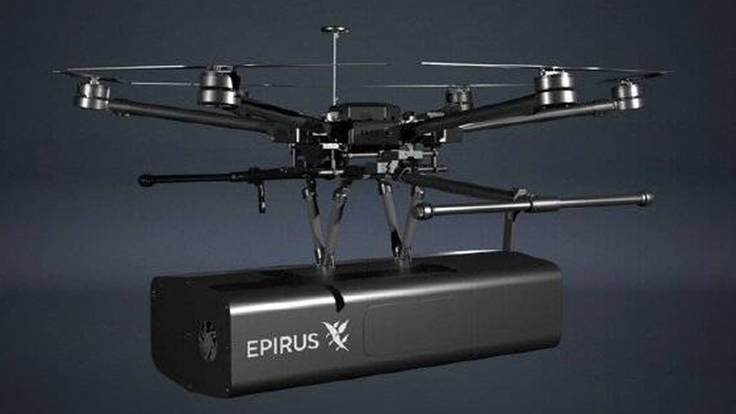 El sistema Leonidas compacto montado en un dron. (Epirus)