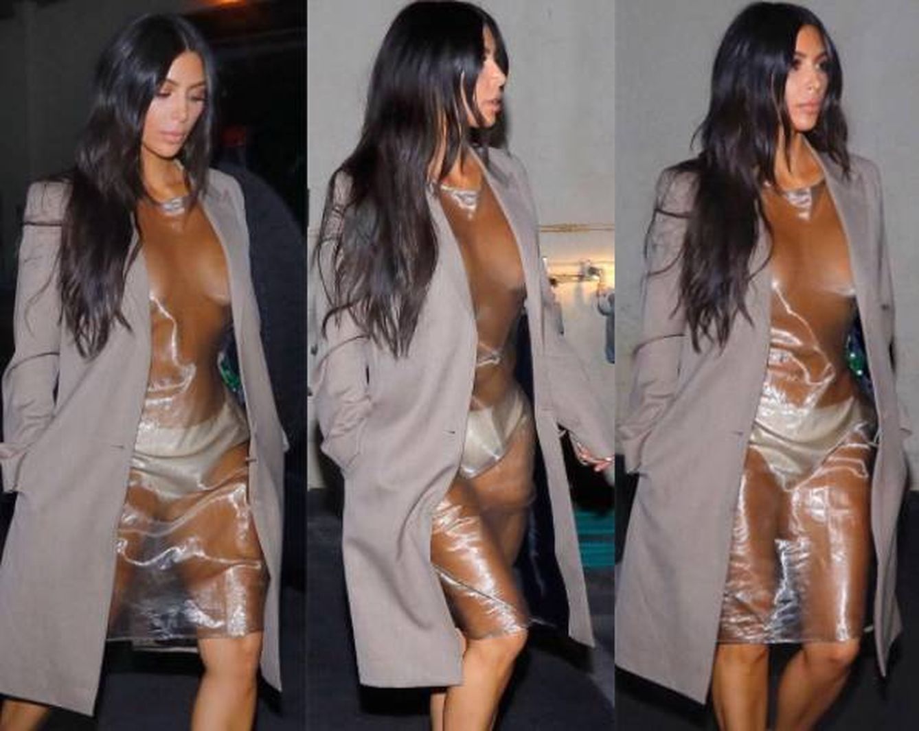 Kim Kardashian con vestido de Helmut Lang y trench de Raf Simons. (Foto: Instagram)