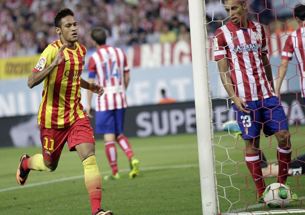 Foto: Neymar celebrando el tanto del empate en el Vicente Calderón (Efe).