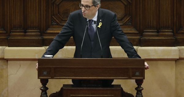 Foto: El presidente de la Generalitat, Quim Torra, durante el pleno del Parlament de este miércoles. (Efe)