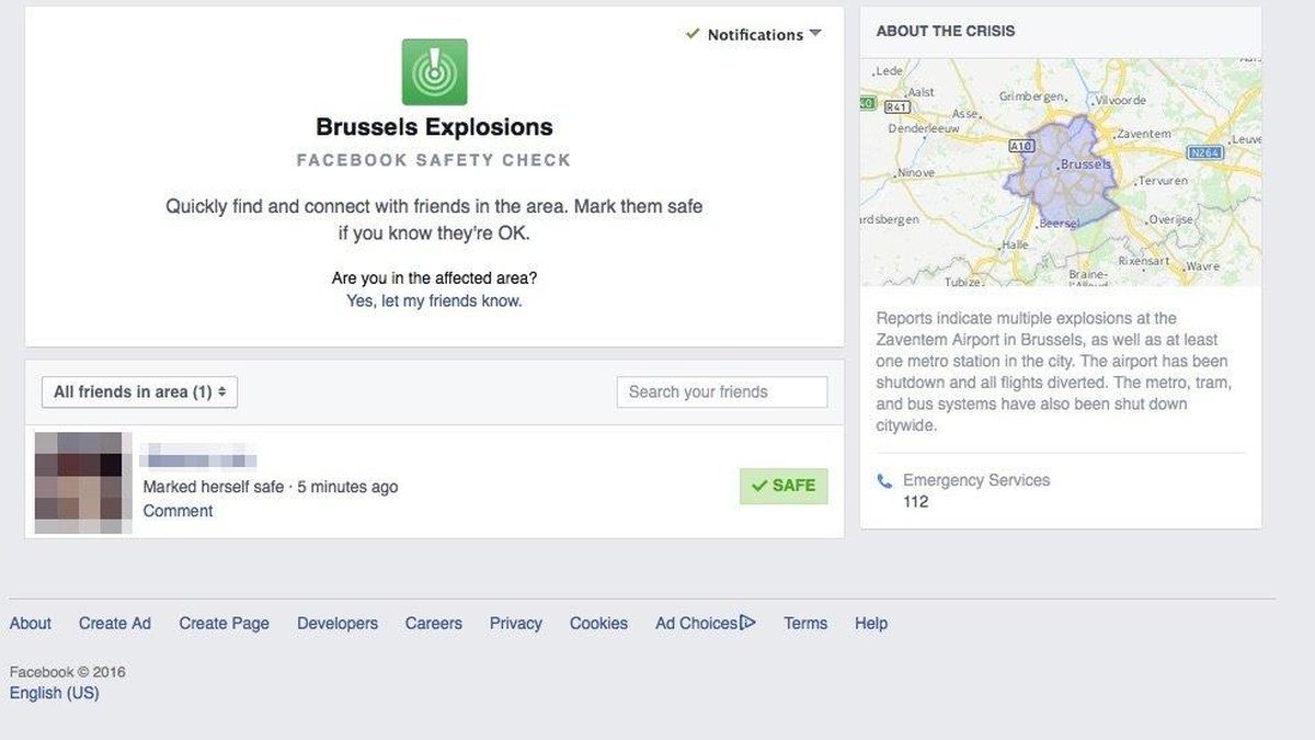 Quejas a Facebook por el retraso en la activación del 'Safety Check' en Bruselas