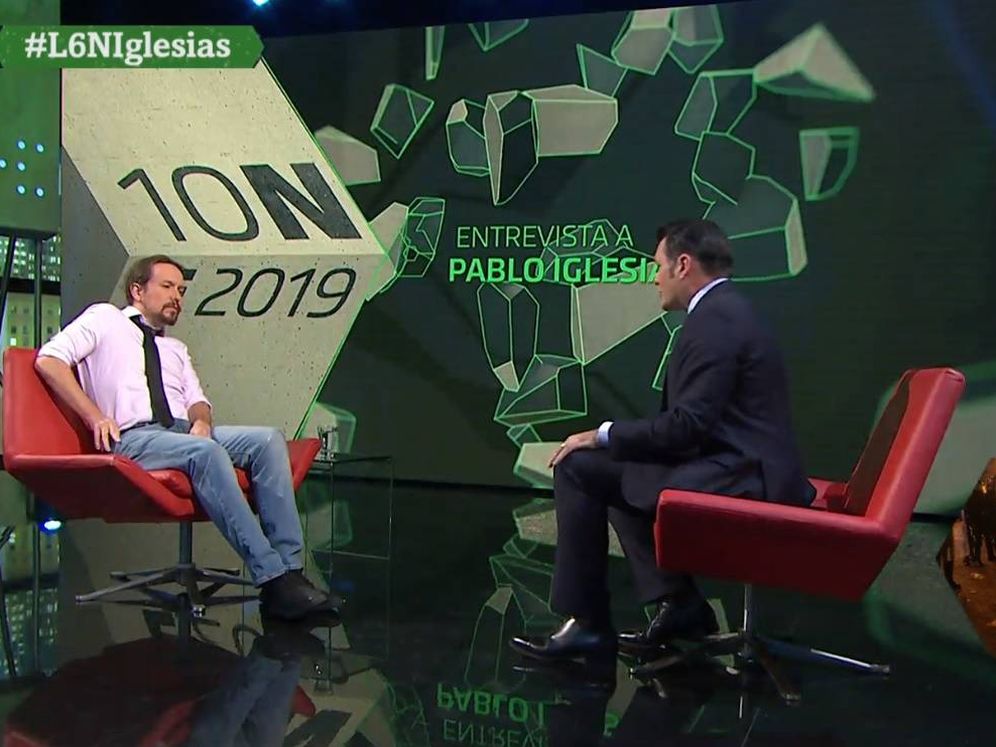 Foto: Pablo Iglesias e Iñaki López, en el plató de 'La Sexta noche'. (Atresmedia).