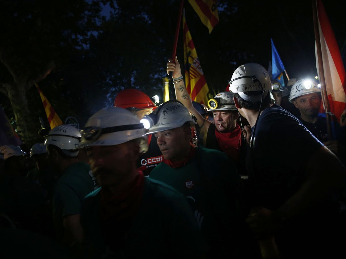 Foto: Mineros durante la Marcha Negra a Madrid en julio de 2012. (Reuters)