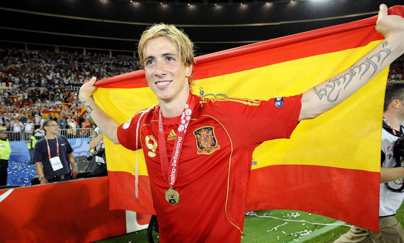 Fernando Torres celebra la Eurocopa de 2008 conquistada gracias a su gol a Alemania.