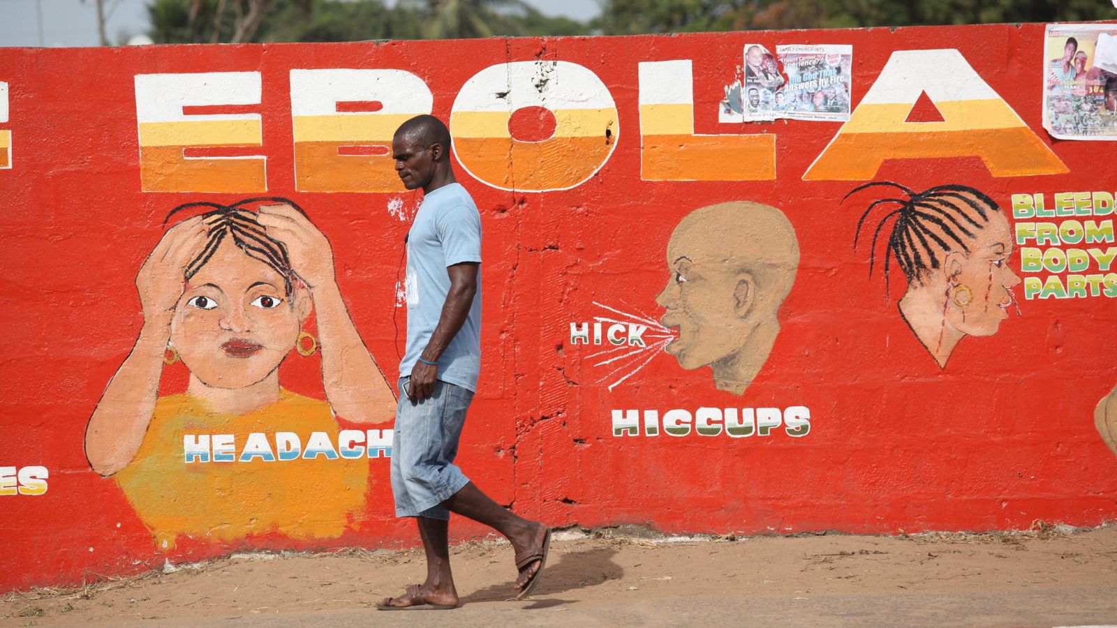 Foto: Un mural en Liberia con consejos para evitar el contagio de ébola. (Efe)