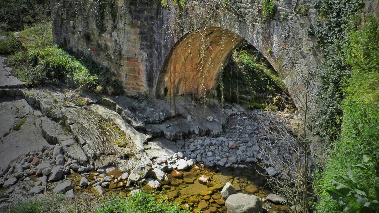 Imagen del puente de piedra sobre el río. (Turismo de Cantabria)