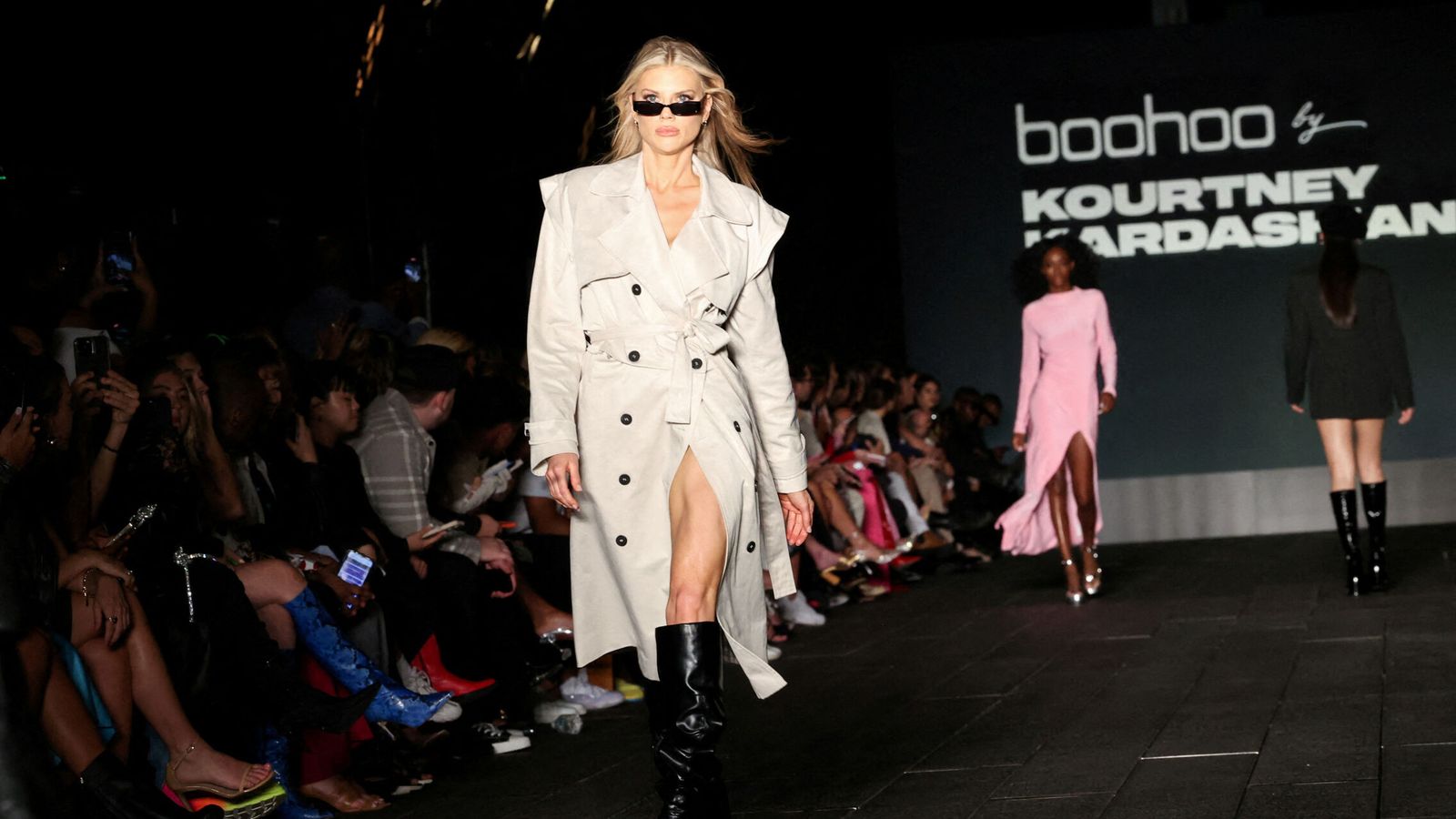 FILE PHOTO: Models present creations by Boohoo X Kourtney Kardashian at the High Line during New York Fashion Week in Manhattan, New York City, U.S., September 13, 2022. REUTERS Caitlin Ochs File Photo