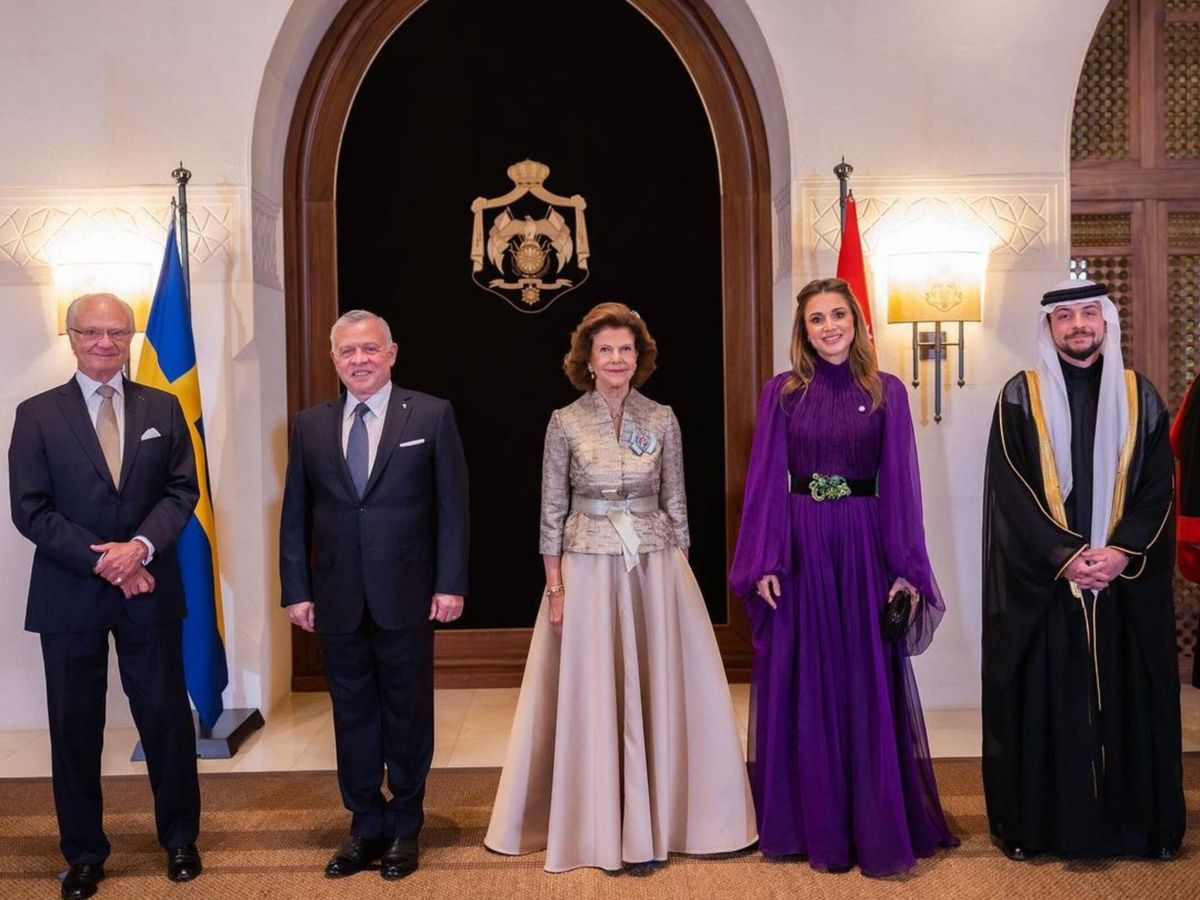 Foto: Los reyes de Suecia y de Jordania. (Instagram @queenrania)