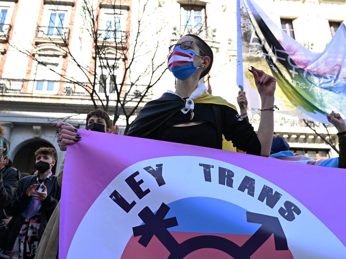 Foto: Manifestación a favor de la aprobación de la ley trans. (EFE/Fernando Villar)