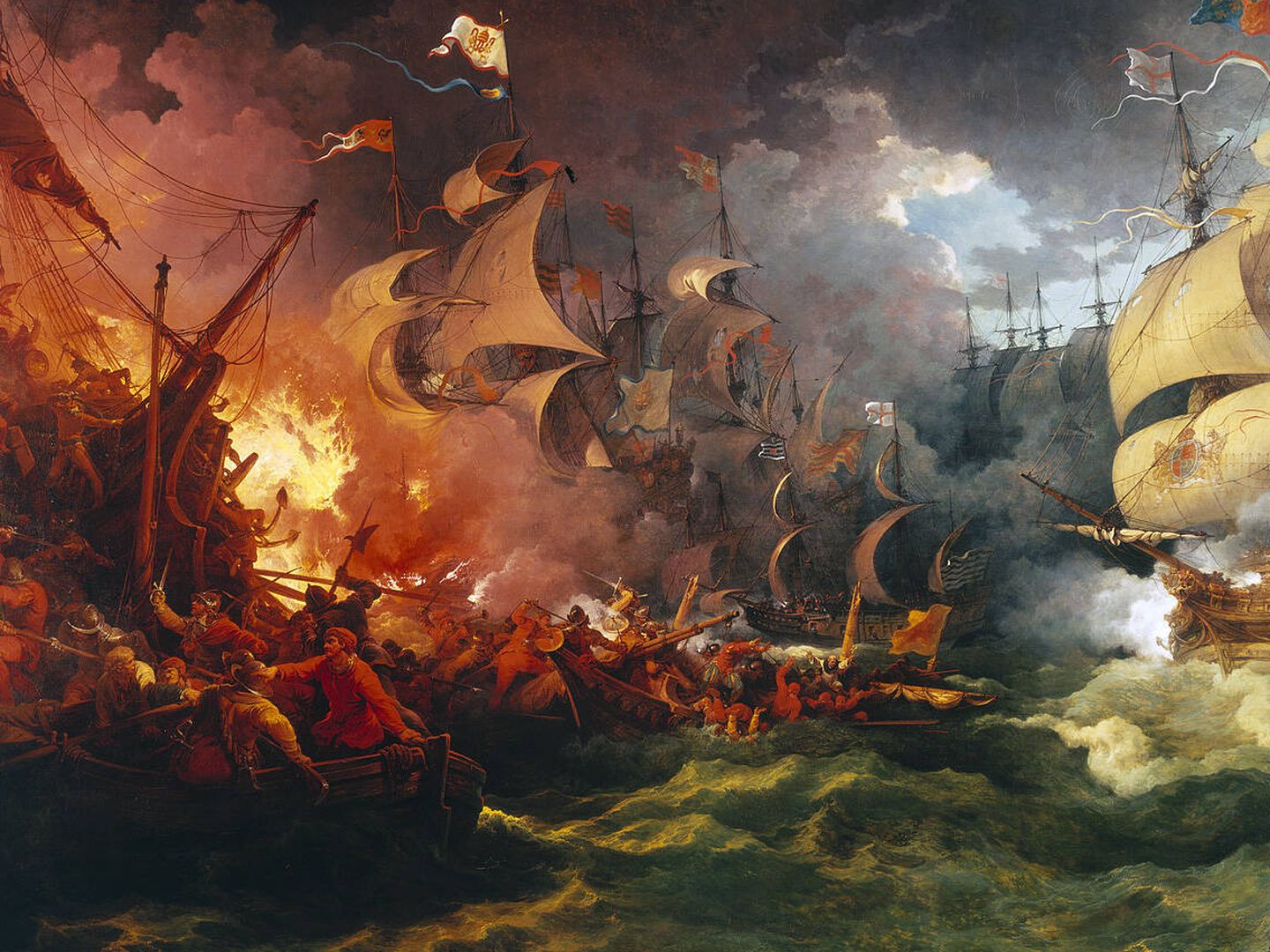 Derrota de la armada invencible, pintura de Philippe-Jacques de Loutherbourg (1796).