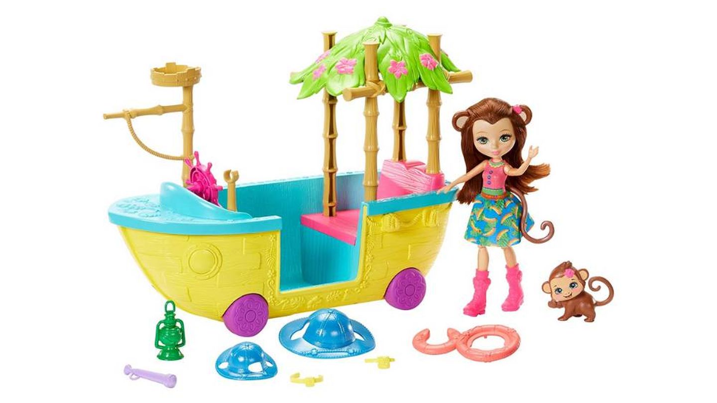 Barco de la Selva Mágica con Muñeca Merit Monkey Enchantimals Mattel