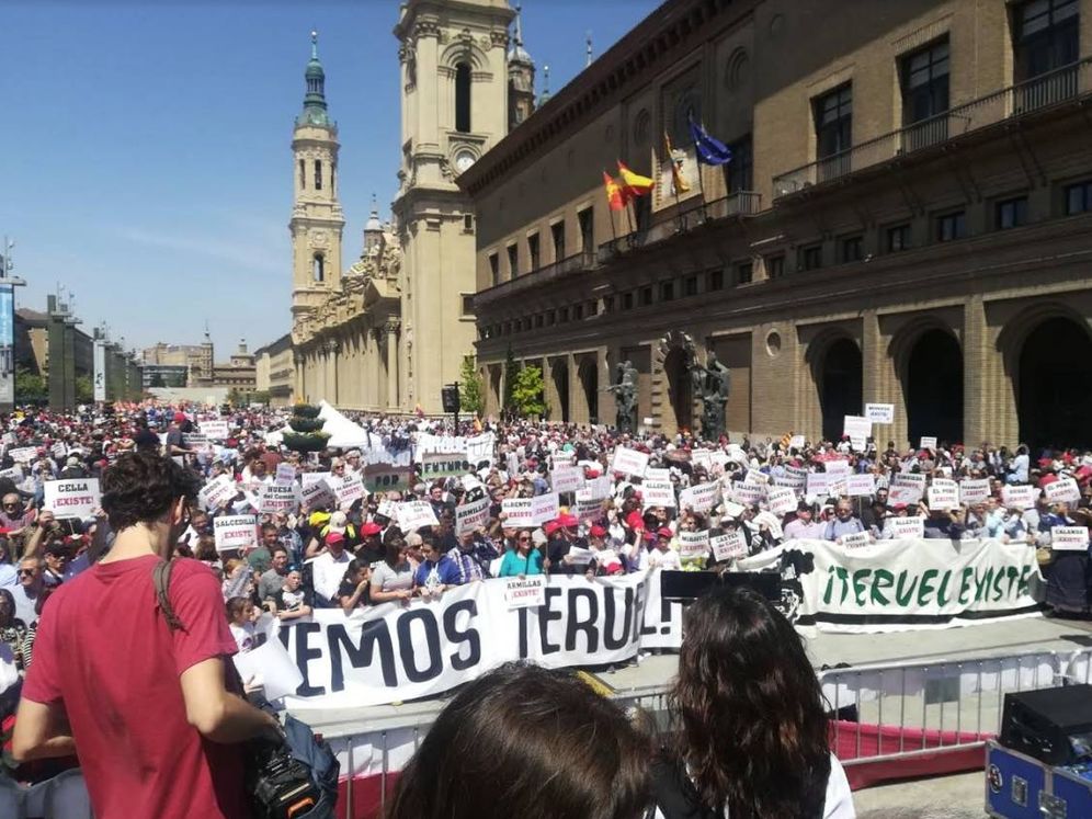 Foto: Manifestación de la plataforma Teruel Existe. (Cedida)