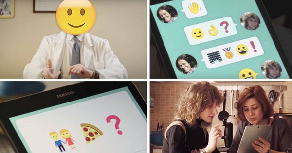 Foto: Escenas de un vídeo explicativo sobre el aprendizaje y expresión con emojis para personas con afasia. (Wemogee)