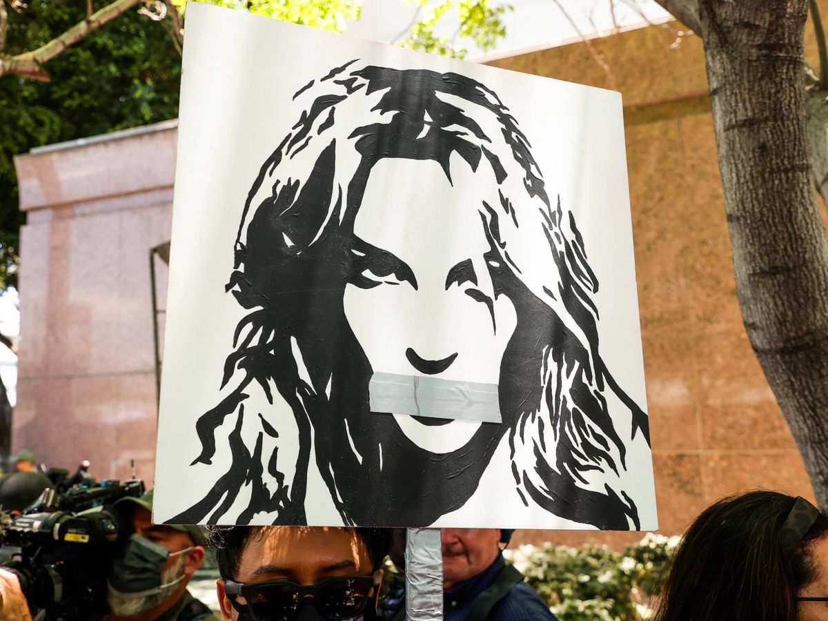 Foto: Manifestantes contra la tutela de Britney Spears. (Getty)