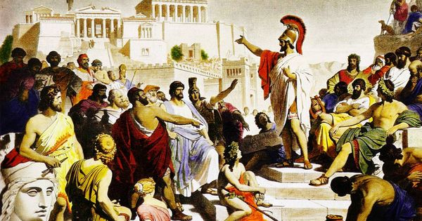 Foto: Discurso fúnebre de Pericles en el ágora de Atenas