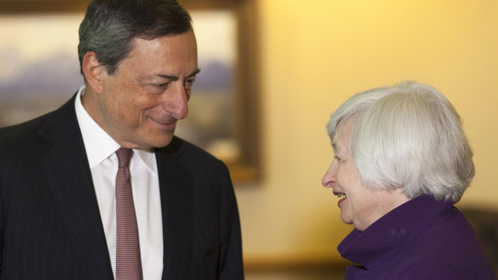 Foto: El presidente del BCE, Mario Draghi, y el de la Fed, Janet Yellen