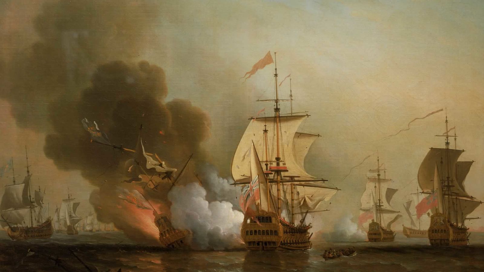 Foto: Explosión del galeón San José. Ilustración de Samuel Scott.