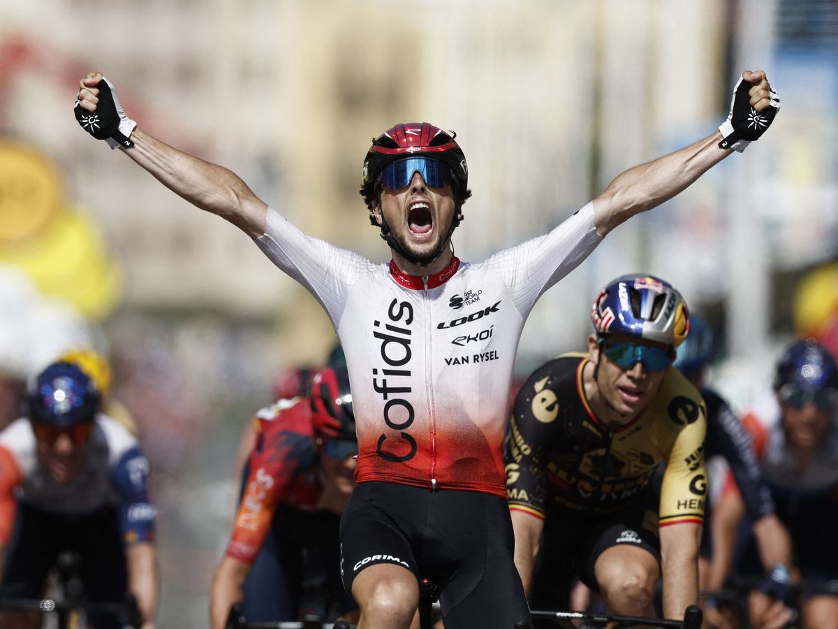 Foto: Lafay celebra su victoria en el Tour. (Reuters/Benoit Tessier)