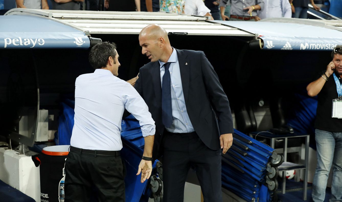 Valverde y Zidane, en el partido de vuelta de la Supercopa. (EFE)