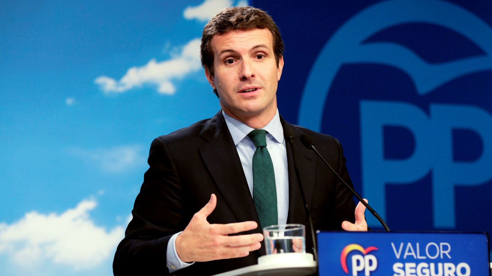 Foto: El líder del PP, Pablo Casado, durante la rueda de prensa tras la reunión del comité ejecutivo nacional. (EFE)