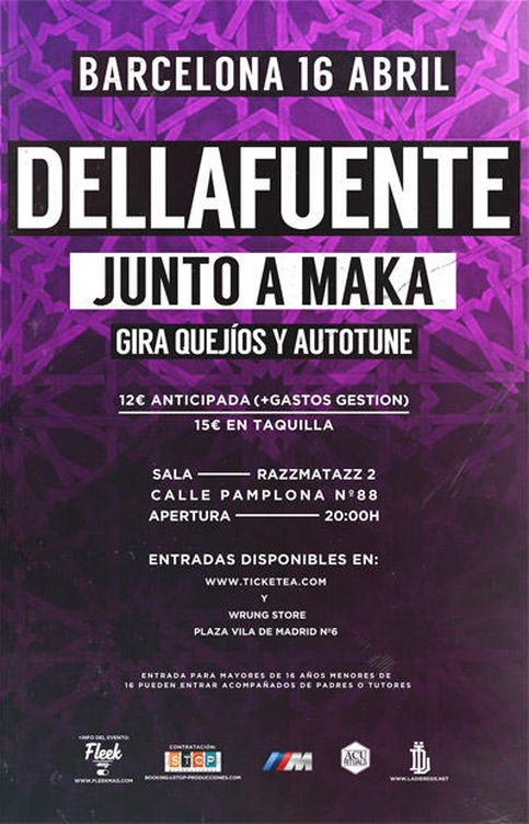 Cartel del concierto de 'Dellafuente' en Barcelona