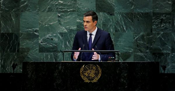 Foto: Pedro Sánchez, durante su intervención ante la Asamblea General de Naciones Unidas, este 27 de septiembre. (Reuters)