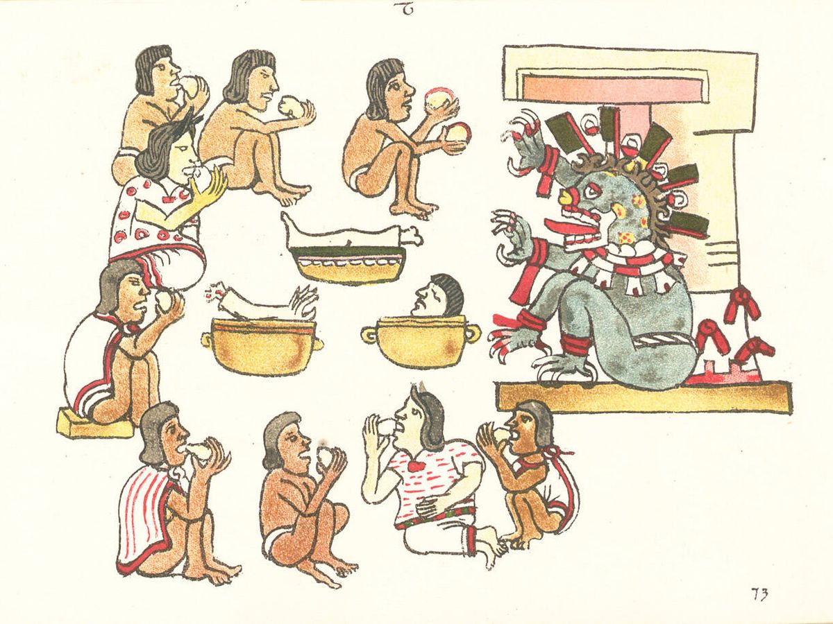 Foto: Escena interpretada como canibalismo en el Códice Magliabechiano (Fuente: Wikimedia)