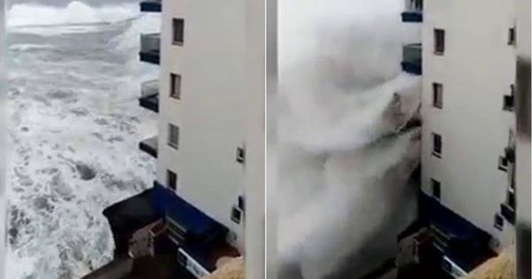 Foto: Grandes olas causan destrozos en edificios de Tenerife (RTVC)