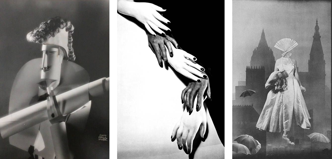 De izquierda a derecha, 'D'après' de Paul Iribe, 'Hands, Hands' de Horst P. Horst, y 'Visit in Night' de Toshiko Okanoue.