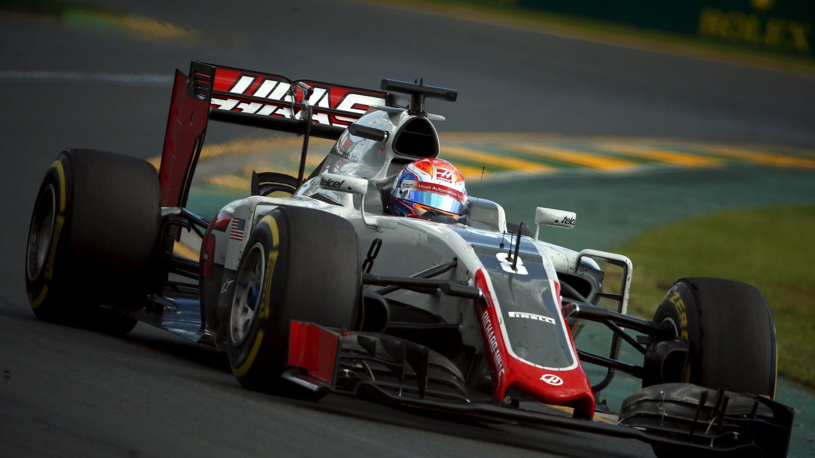 Foto: El Haas de Romain Grosjean en su primera carrera.