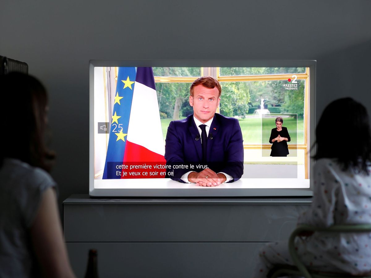 Foto: El presidente Emmanuel Macron en su discurso de este domingo. (EFE)