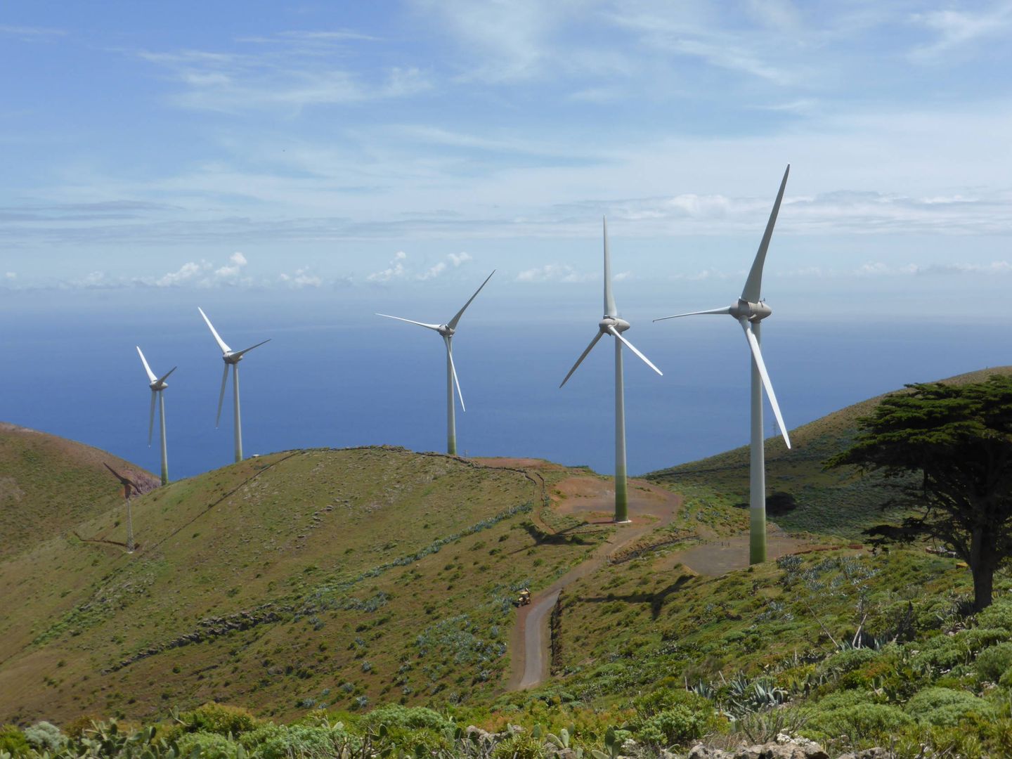 Parque eólico en la isla de El Hierro, en Canarias.