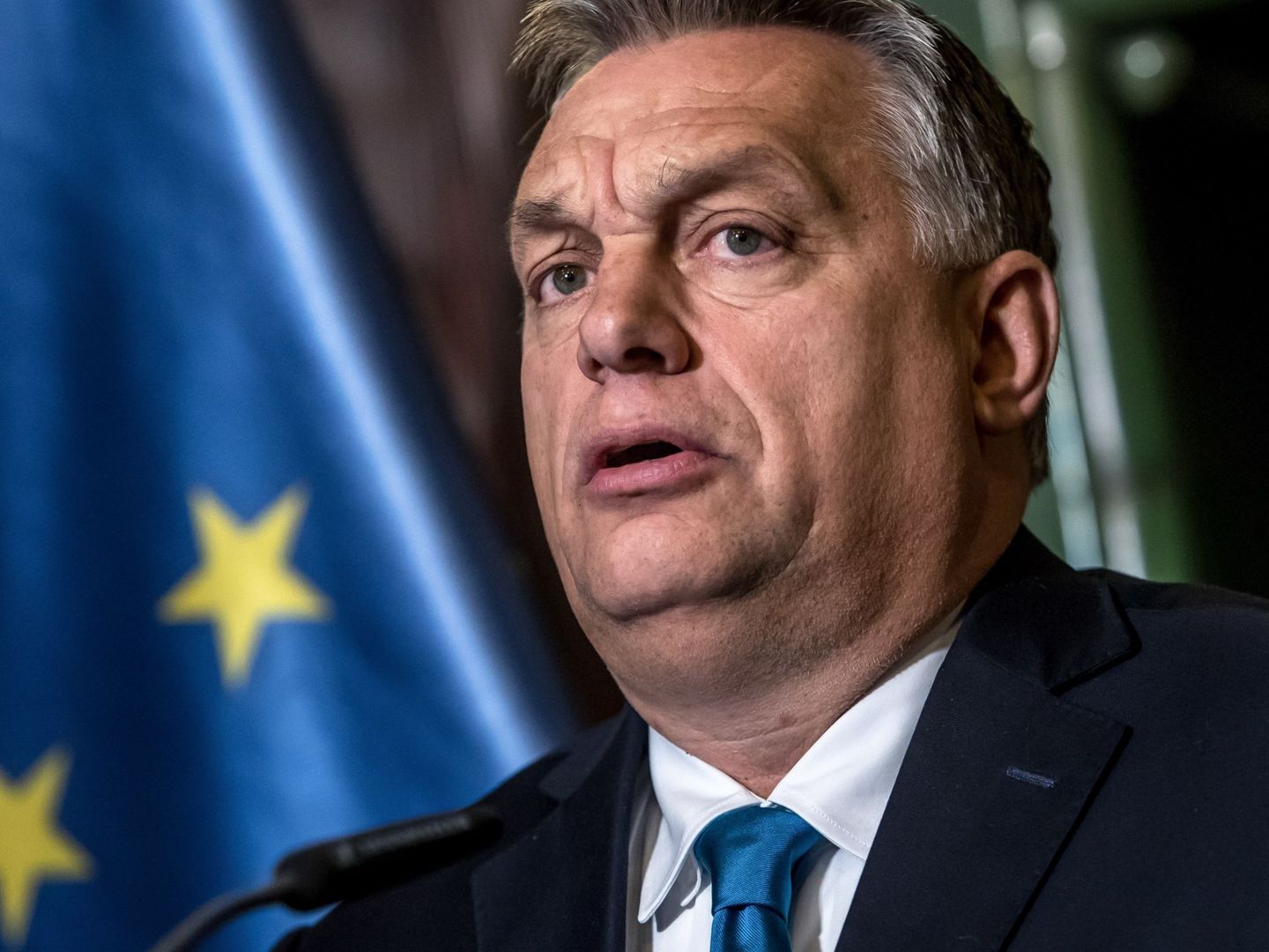 El primer ministro húngaro, el conservador nacionalista Viktor Orbán, durante una rueda de prensa en Praga. (EFE)