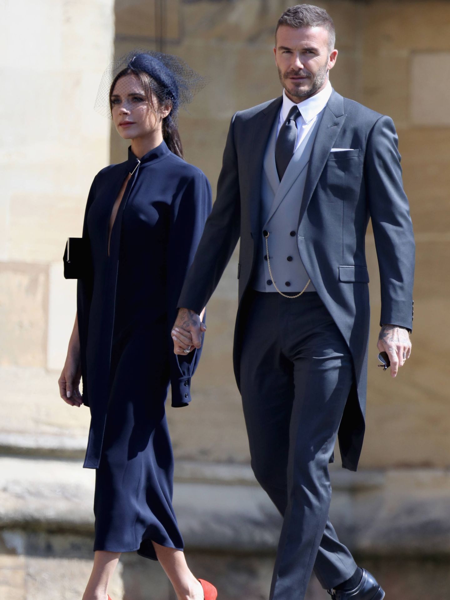 Victoria y David Beckham, en la boda de Harry y Meghan. (Getty)