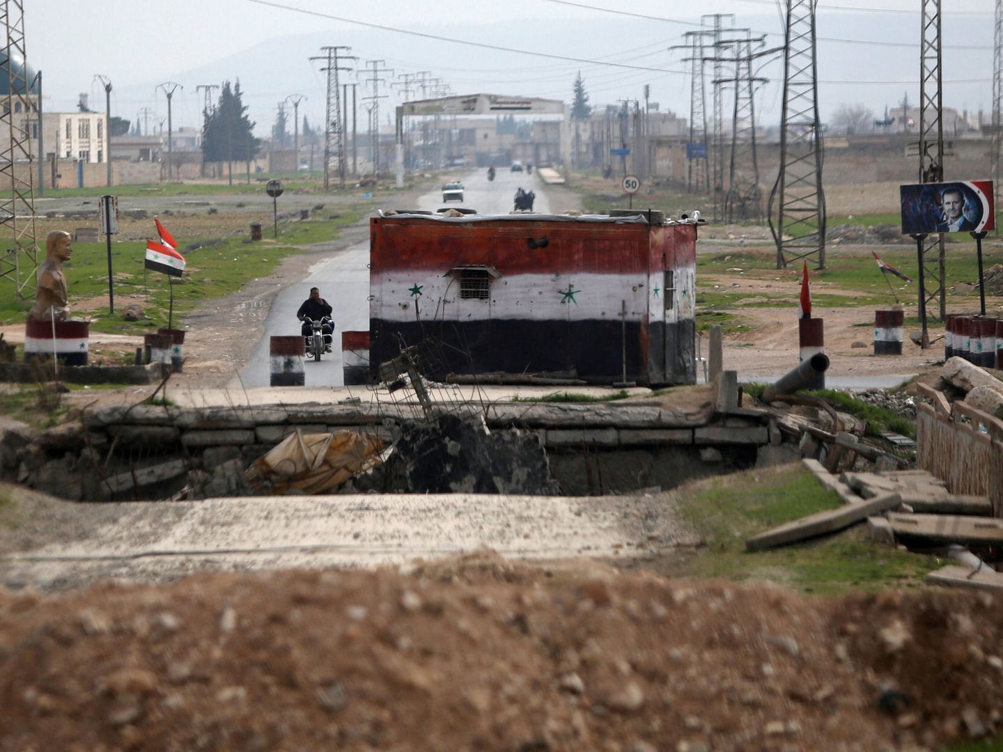 Un checkpoint del ejército sirio en Alepo, el 10 de febrero de 2018. (Reuters)