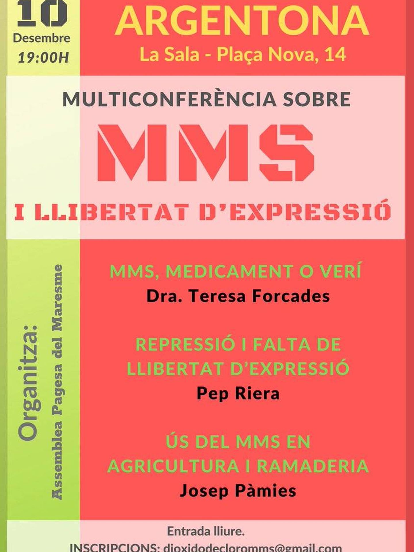 Cartel de promoción del evento sobre el suplemento mineral milagroso (SMM).