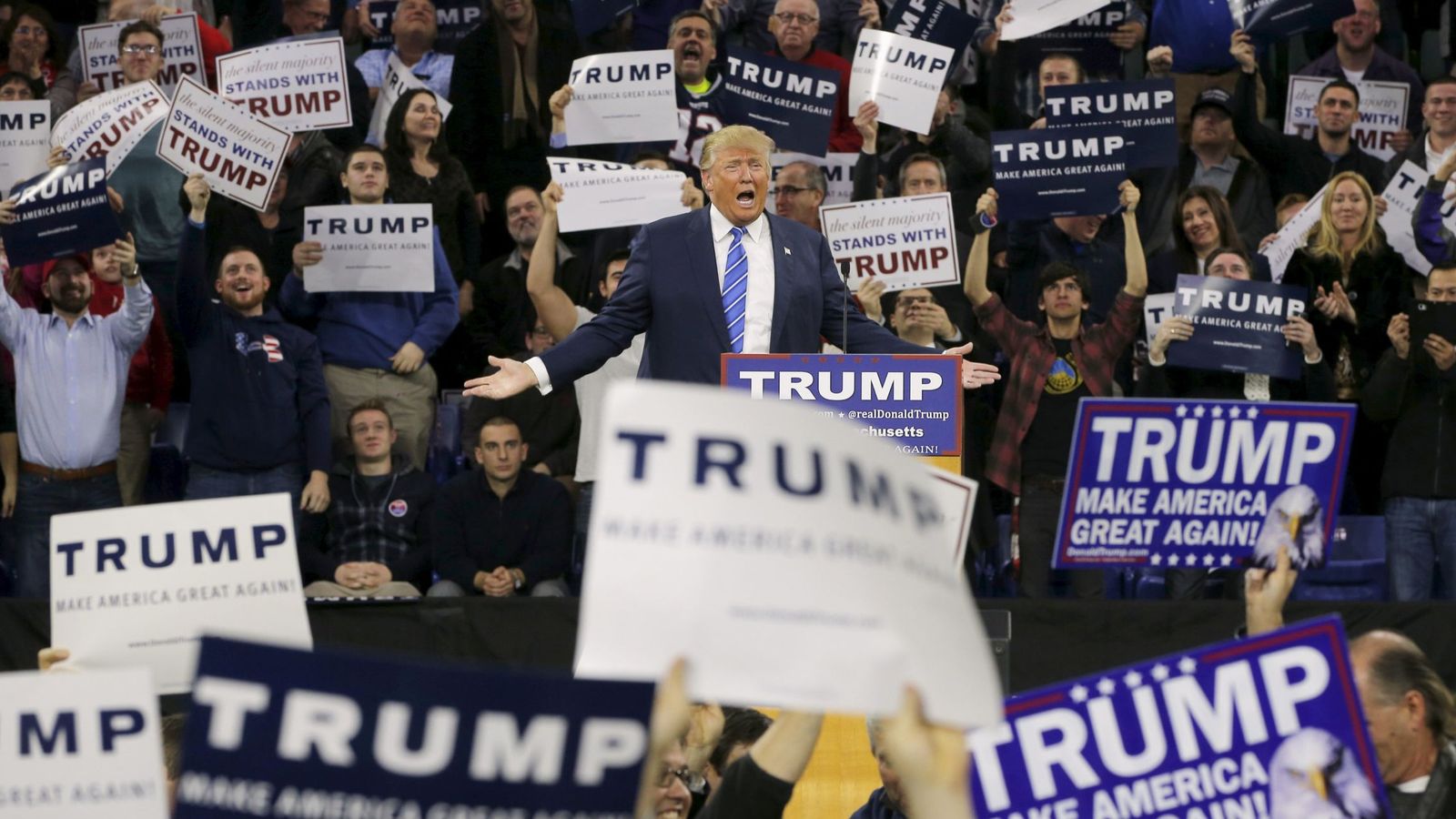 Foto: Donald Trump en un mitin en Massachusetts. (Reuters)