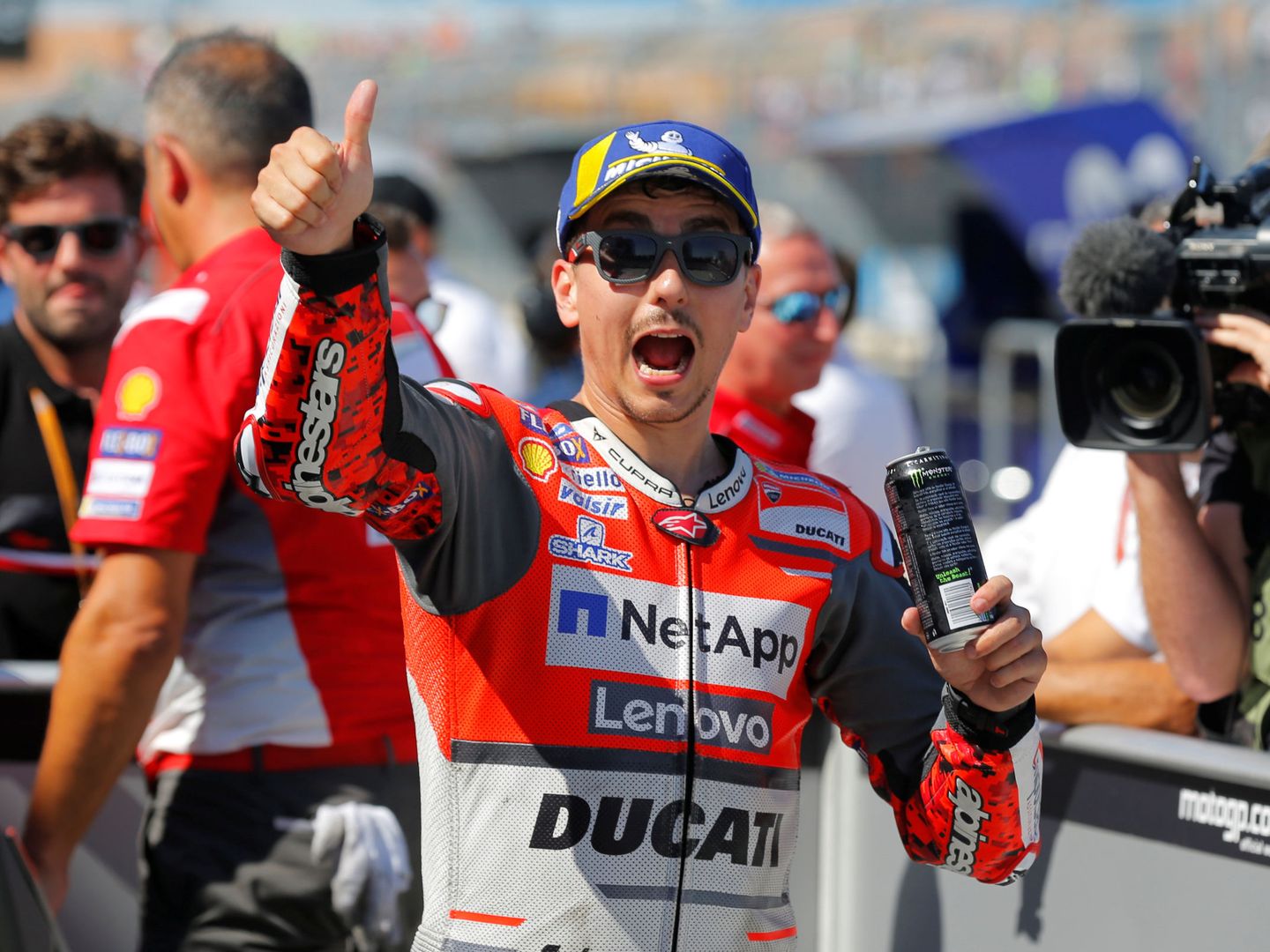 Jorge Lorenzo celebra una victoria con Ducati en 2018. (EFE)