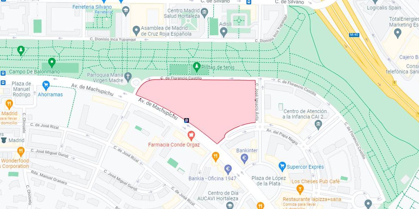 La ubicación del solar, en pleno barrio de Hortaleza. (Google Maps)