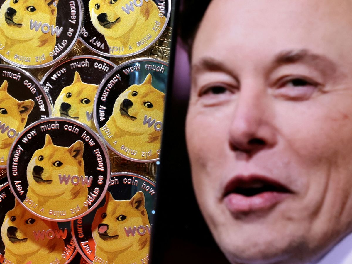 Foto: Ilustración de Elon Musk junto a dogecoins. (Reuters/Dado Ruvic)